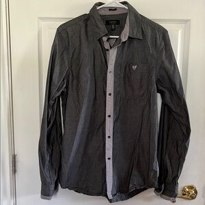 Guess Gray Casual Button Down Shirt